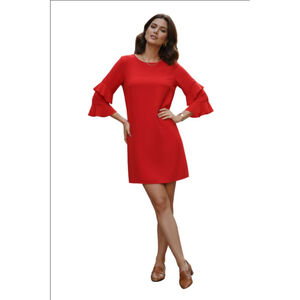 Women's DOROTHY PERKINS Red Ruffle Sleeve Mini Dress Size 6